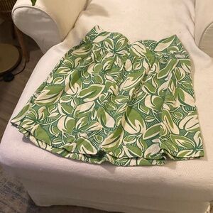 Merona Green and White Leaf Print Skirt